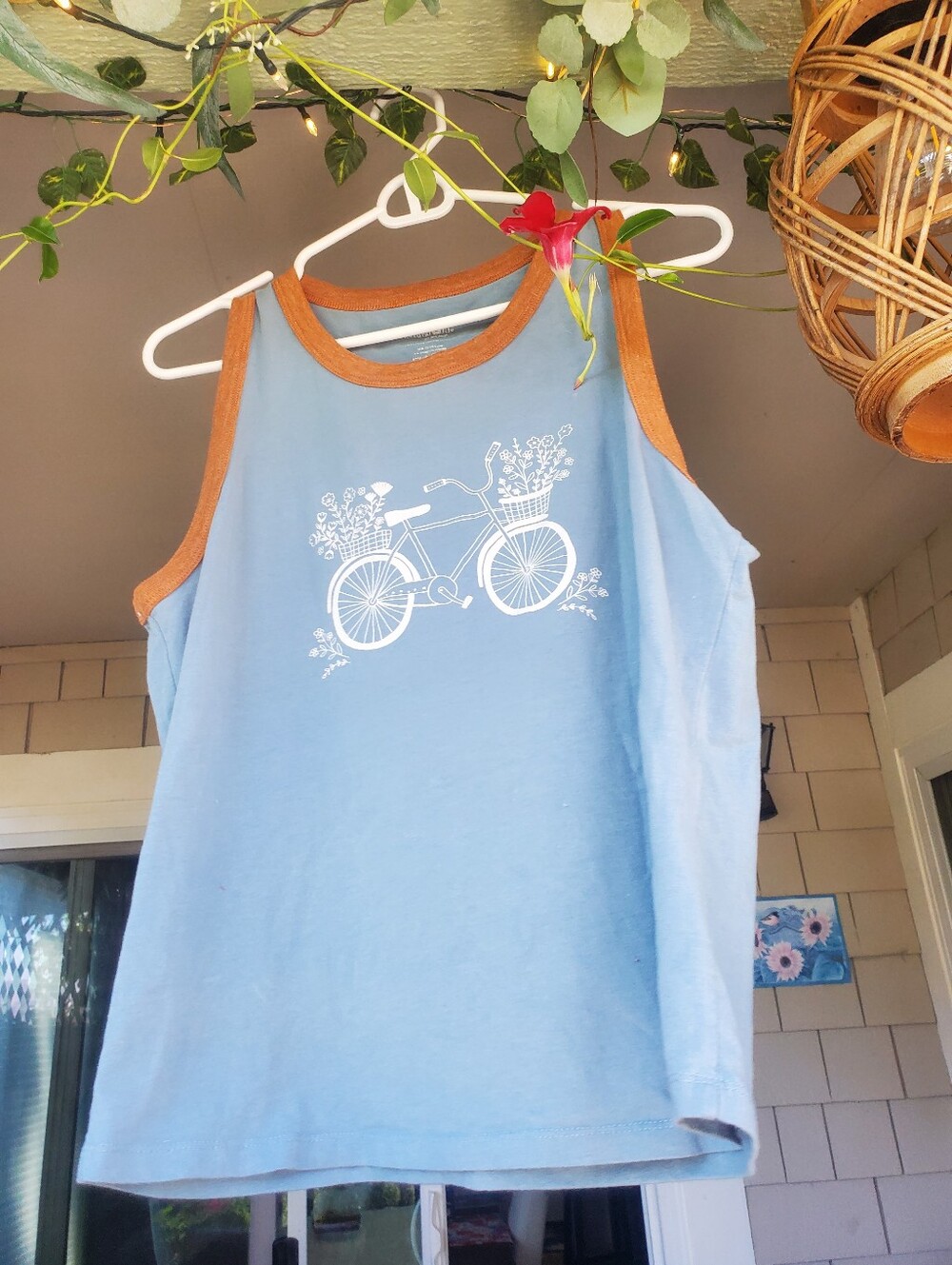 Light Blue Bicycle Print Tank Top - Picture 3 of 5